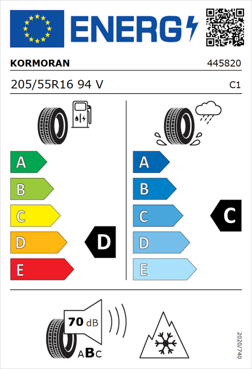Tyre Label for Kormoran All Season 205/55R16 94V