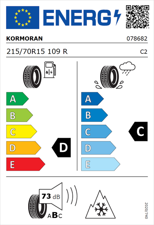 Tyre Label for Kormoran Vanpro Winter 215/70R15 109R
