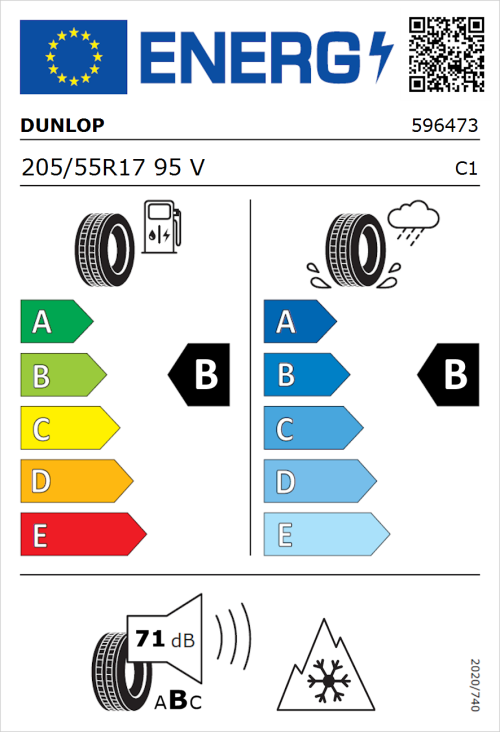 Tyre Label for Dunlop All Season 2 205/55R17 95V