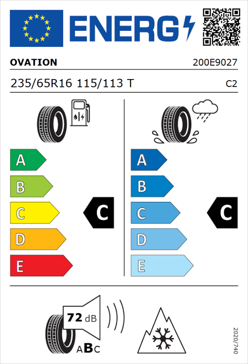Tyre Label for Ovation V-02 235/65R16 115/113T